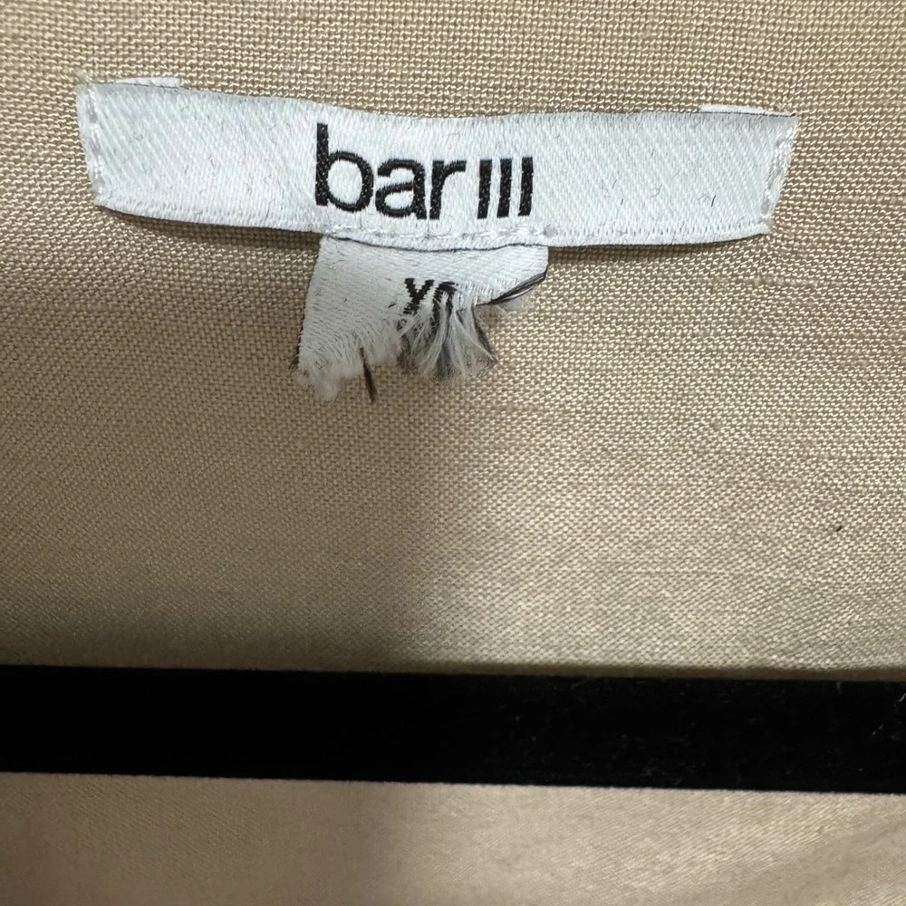 Bar III Beige Tie-Front Long Sleeve Top - Picture 5 of 6